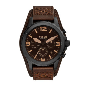 Horlogeband Fossil JR1511 Onderliggend Leder Bruin 22mm